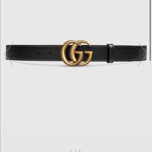 Gucci Leather Belt- double G buckle